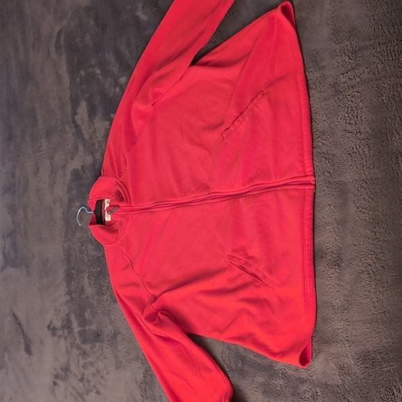 Carole Hockman| Red Full Zippered Long Sleeve Fleece Sweater With Pockets - Picture 7 of 13